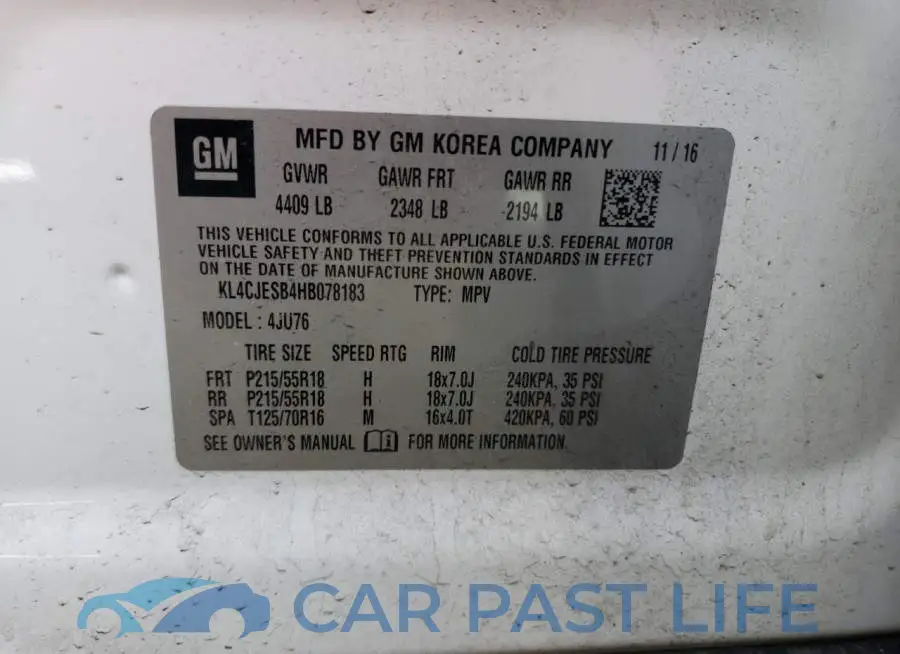 KL4CJESB4HB078183# 12