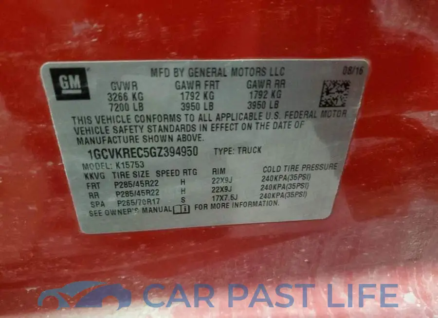 1GCVKREC5GZ394950# 12