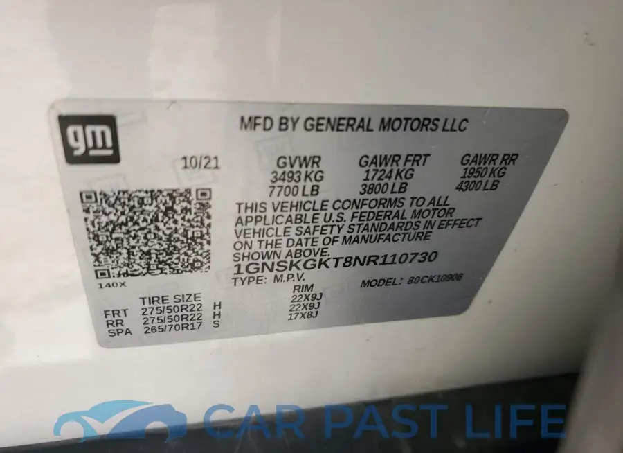 1GNSKGKT8NR110730# 13