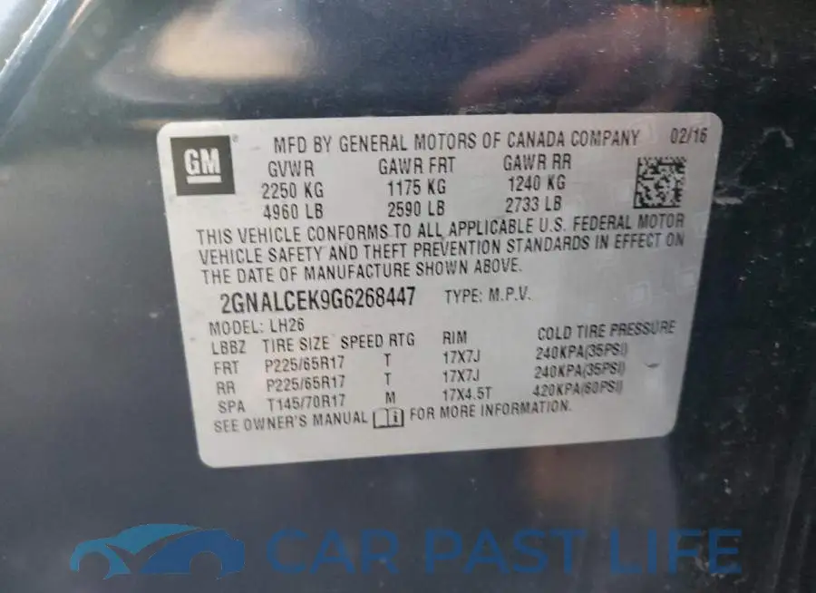 2GNALCEK9G6268447# 12