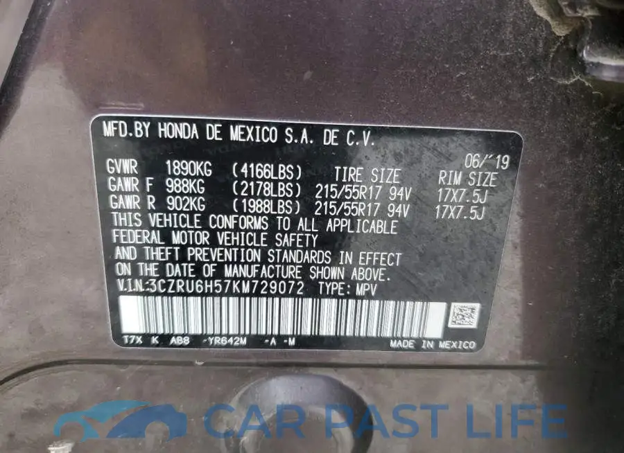 3CZRU6H57KM729072# 12
