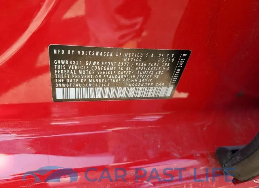 3VW6T7AU3KM019103# 13