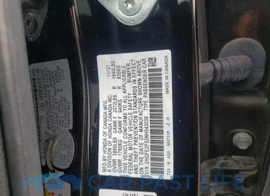 2HGFE2F52NH543039# 12