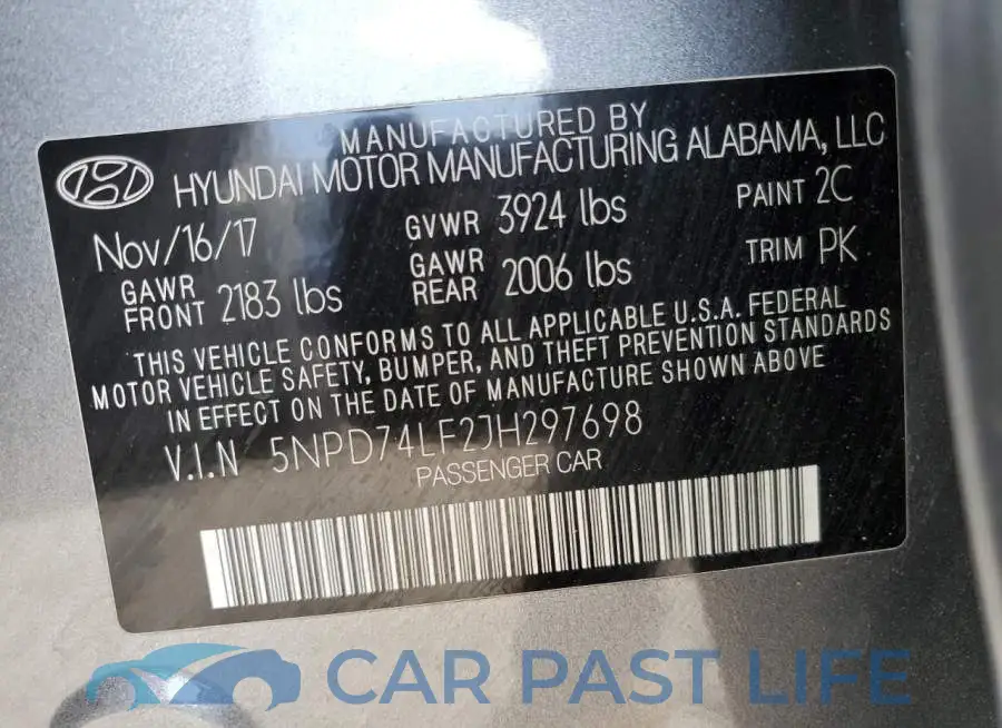 5NPD74LF2JH297698# 12