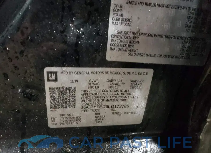 3GCPYFED6LG173785# 12