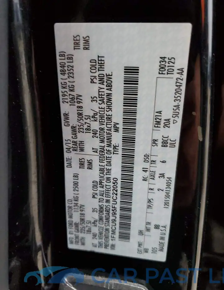 1FMCU9J95FUC22050# 12
