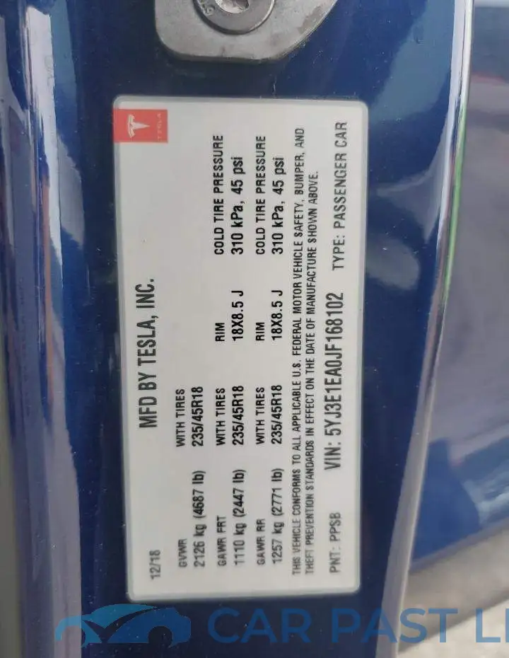 5YJ3E1EA0JF168102# 13