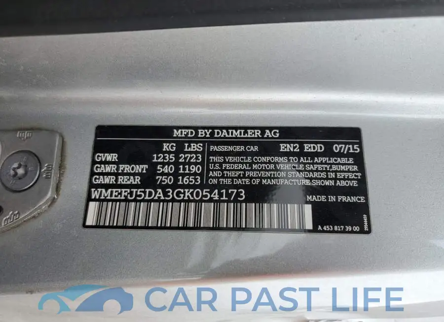 WMEFJ5DA3GK054173# 12