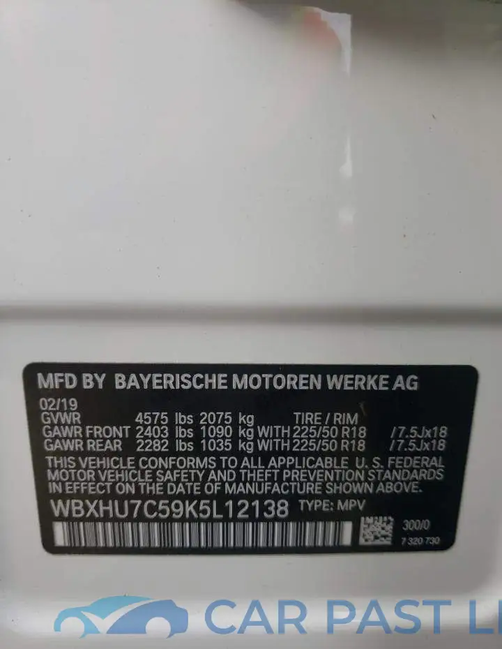 WBXHU7C59K5L12138# 13