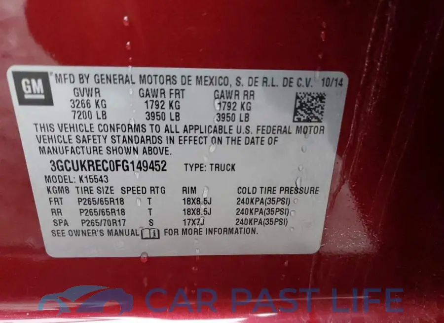 3GCUKREC0FG149452# 14