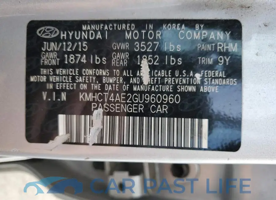 KMHCT4AE2GU960960# 12