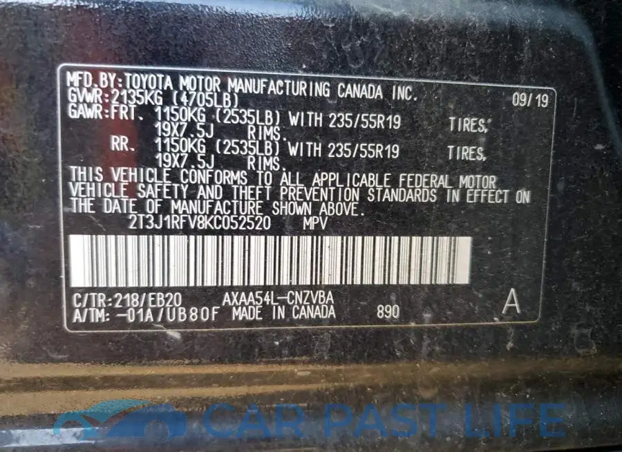 2T3J1RFV8KC052520# 13