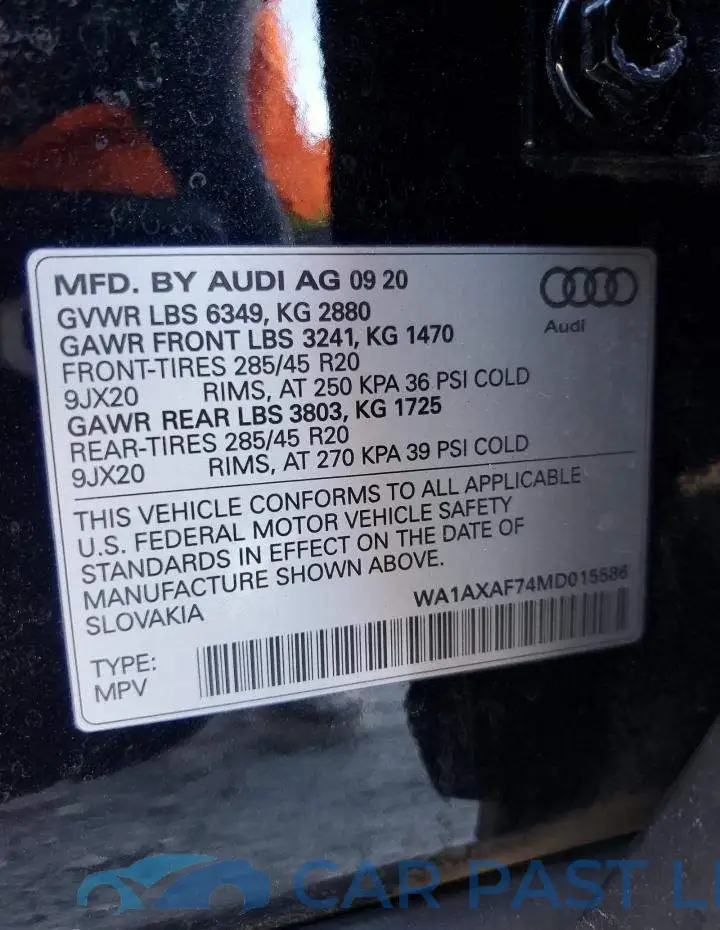 WA1AXAF74MD015586# 13