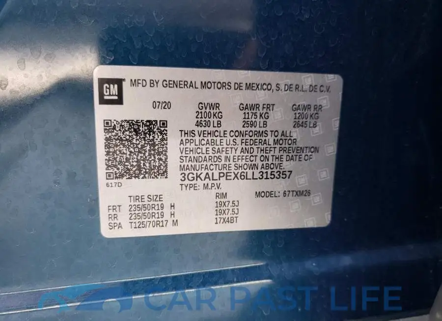 3GKALPEX6LL315357# 13