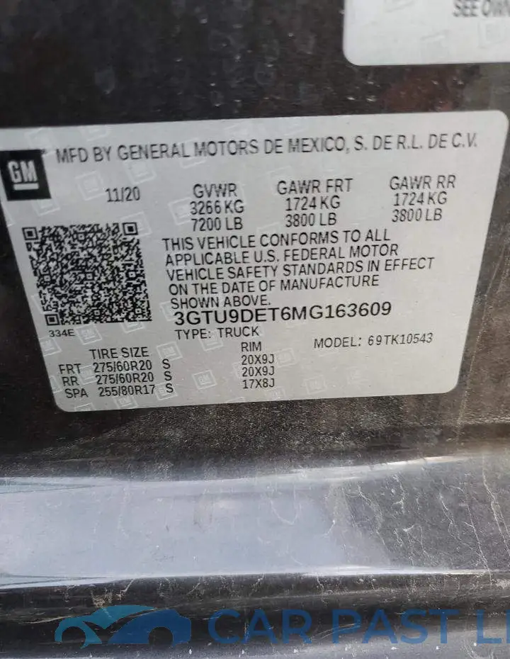 3GTU9DET6MG163609# 12