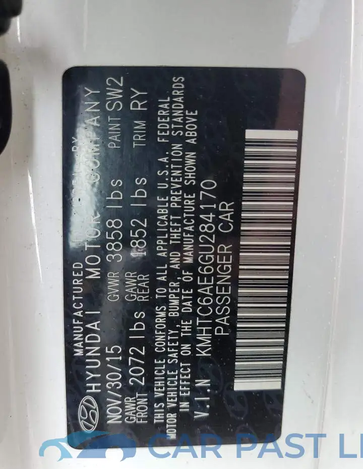 KMHTC6AE6GU284170# 12