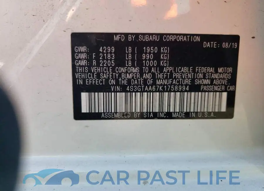 4S3GTAA67K1758994# 12