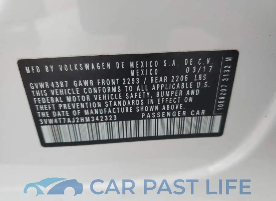 3VW4T7AJ2HM342323# 12