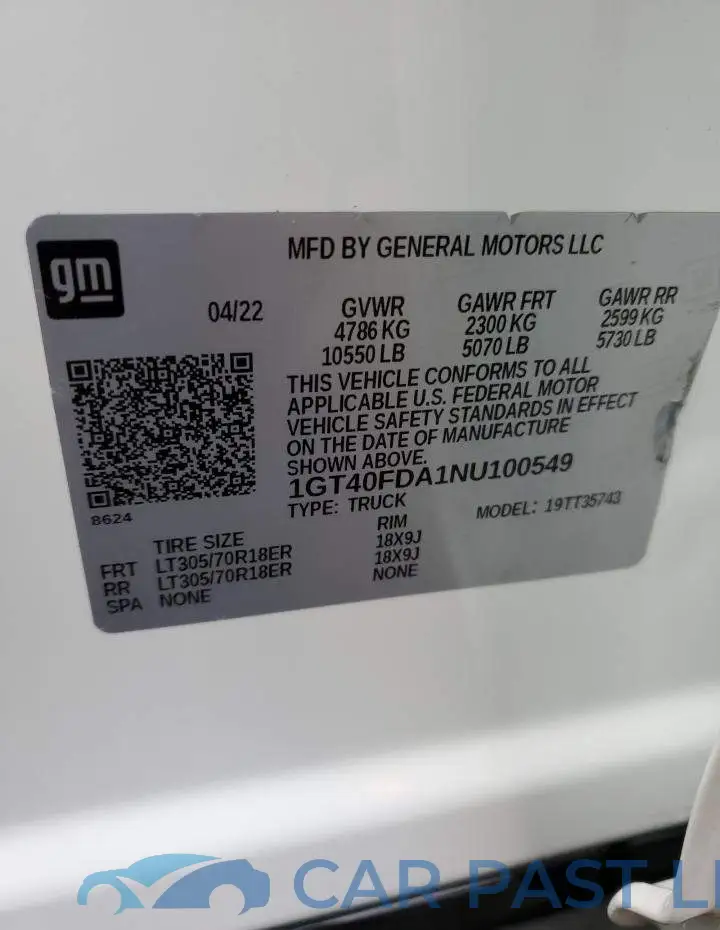 1GT40FDA1NU100549# 12