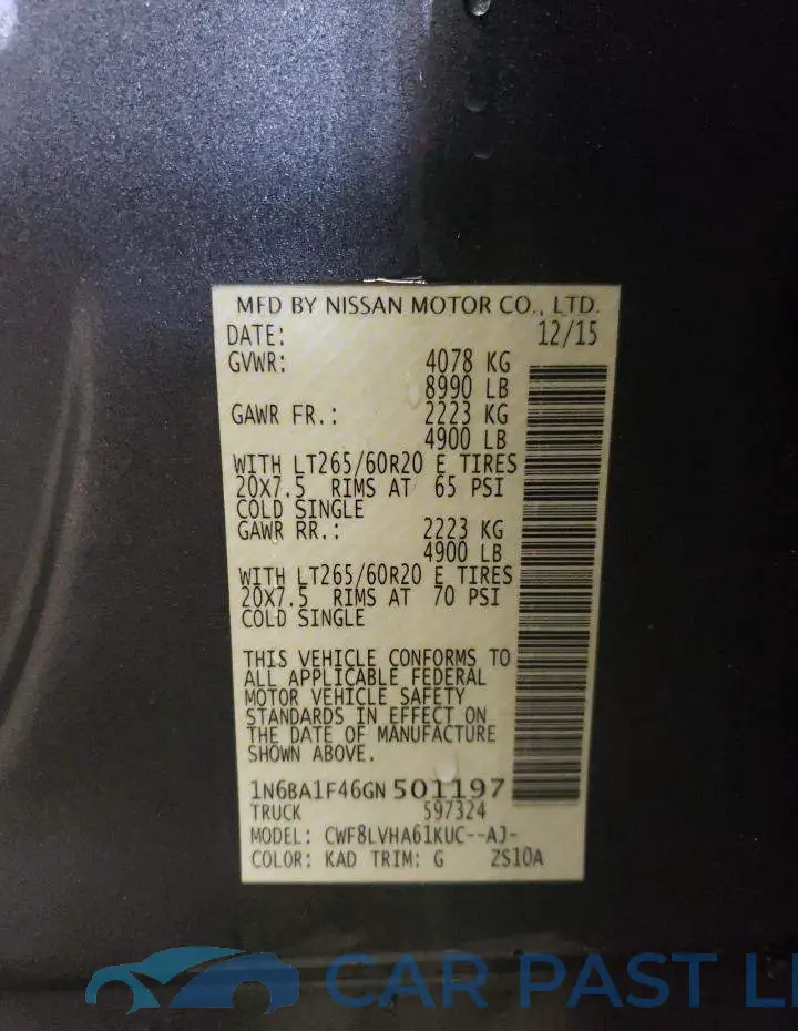 1N6BA1F46GN501197# 12