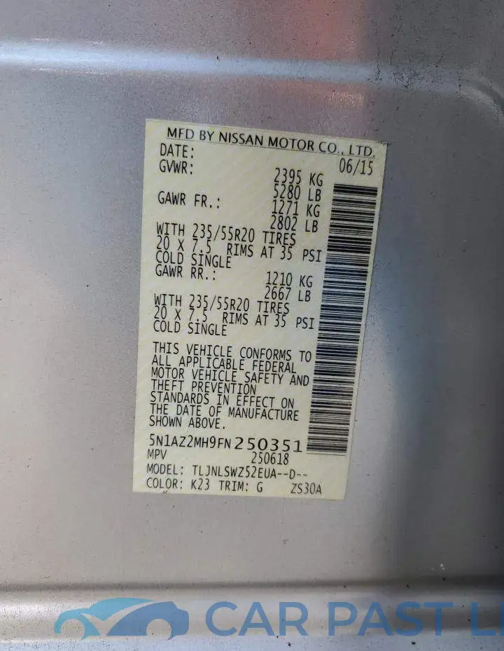5N1AZ2MH9FN250351# 12