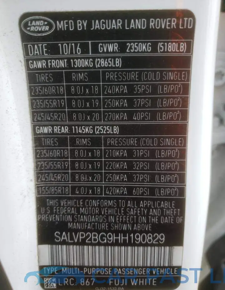 SALVP2BG9HH190829# 13
