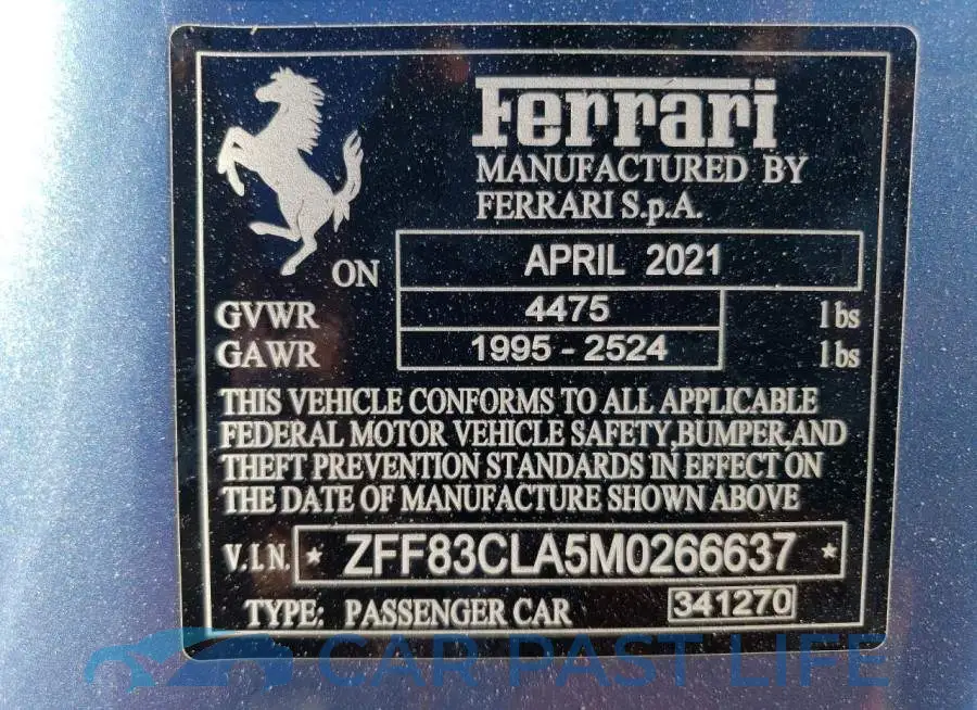 ZFF83CLA5M0266637# 13