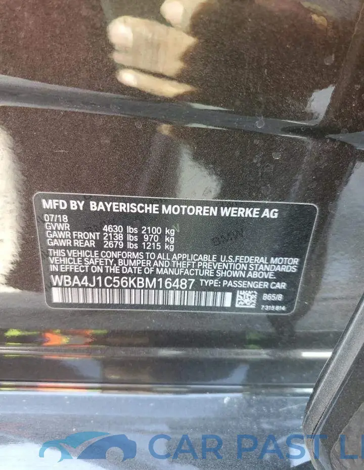 WBA4J1C56KBM16487# 12