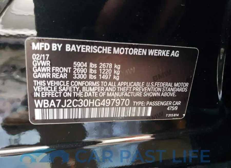 WBA7J2C30HG497970# 12