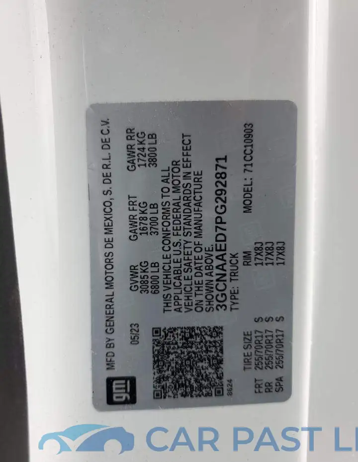 3GCNAAED7PG292871# 12