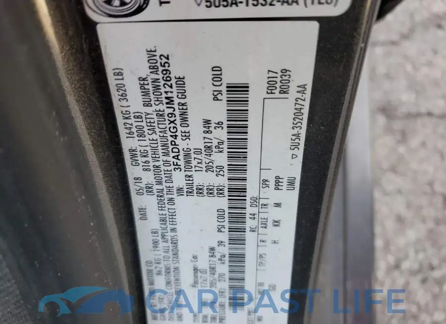 3FADP4GX9JM126952# 13