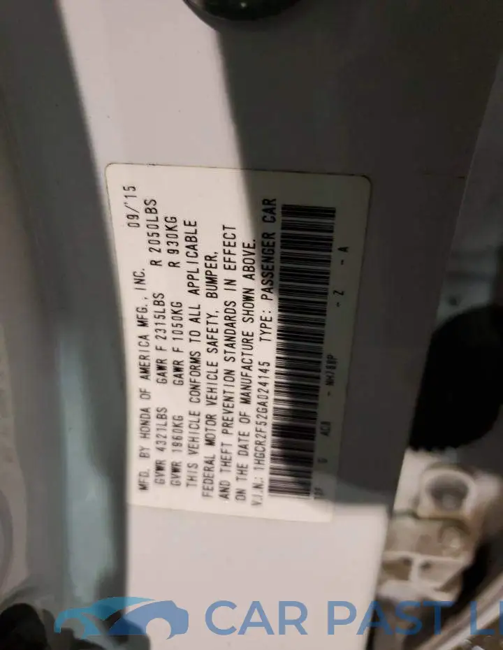 1HGCR2F52GA024145# 13