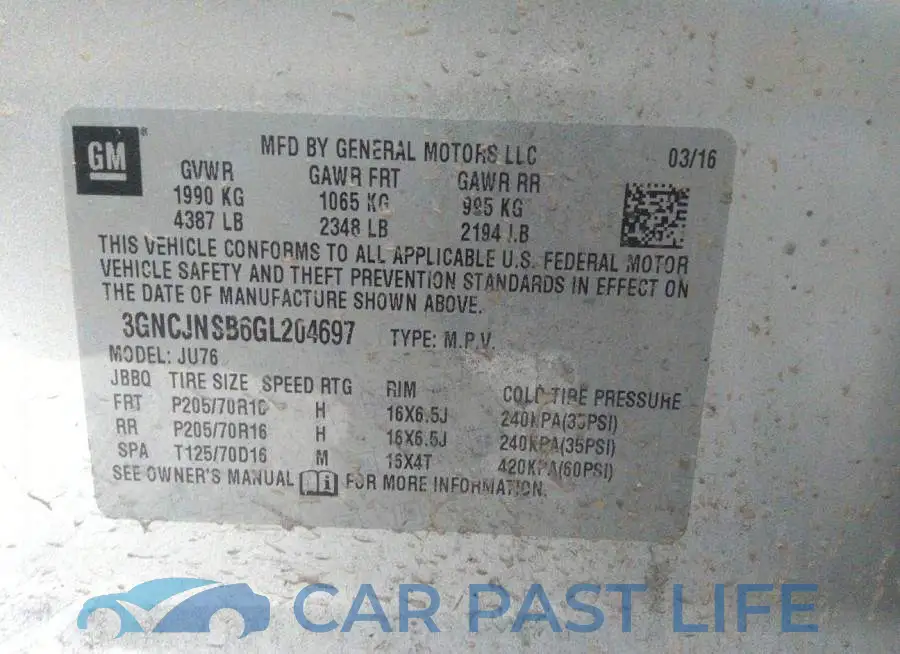 3GNCJNSB6GL204697# 9