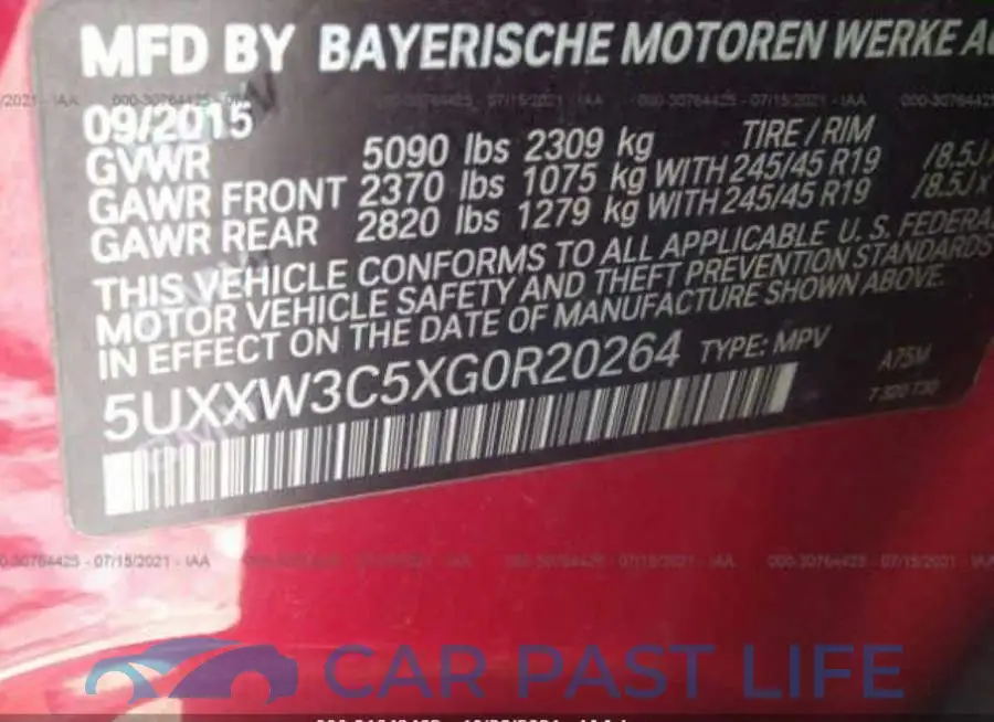 5UXXW3C5XG0R20264# 9