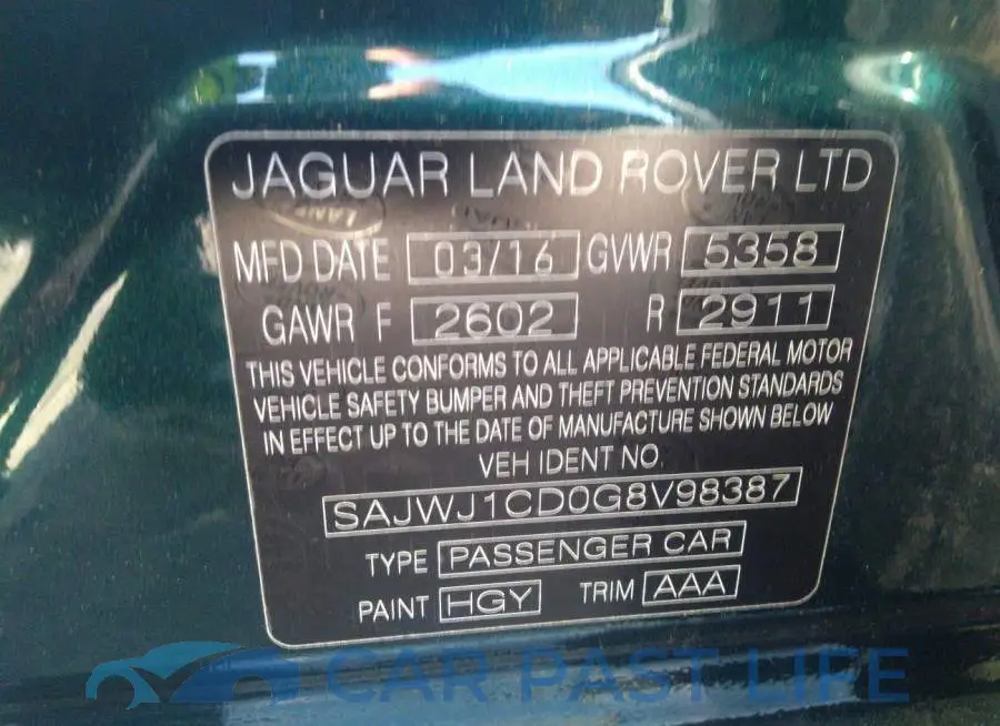 SAJWJ1CD0G8V98387# 9