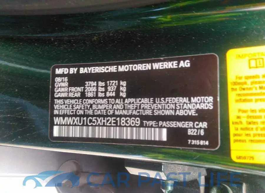 WMWXU1C5XH2E18369# 9