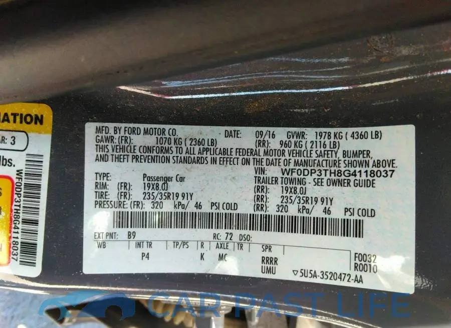 WF0DP3TH8G4118037# 9