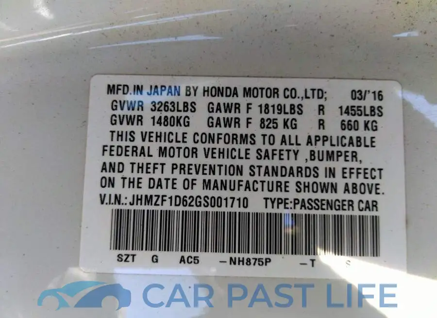 JHMZF1D62GS001710# 9