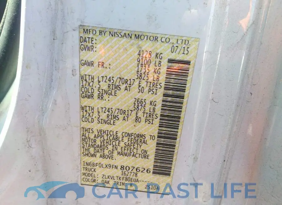 1N6BF0LX9FN807626# 9