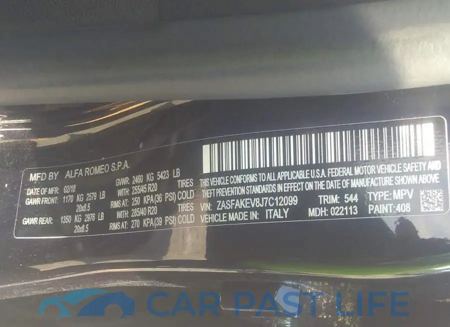 ZASFAKEV8J7C12099# 9