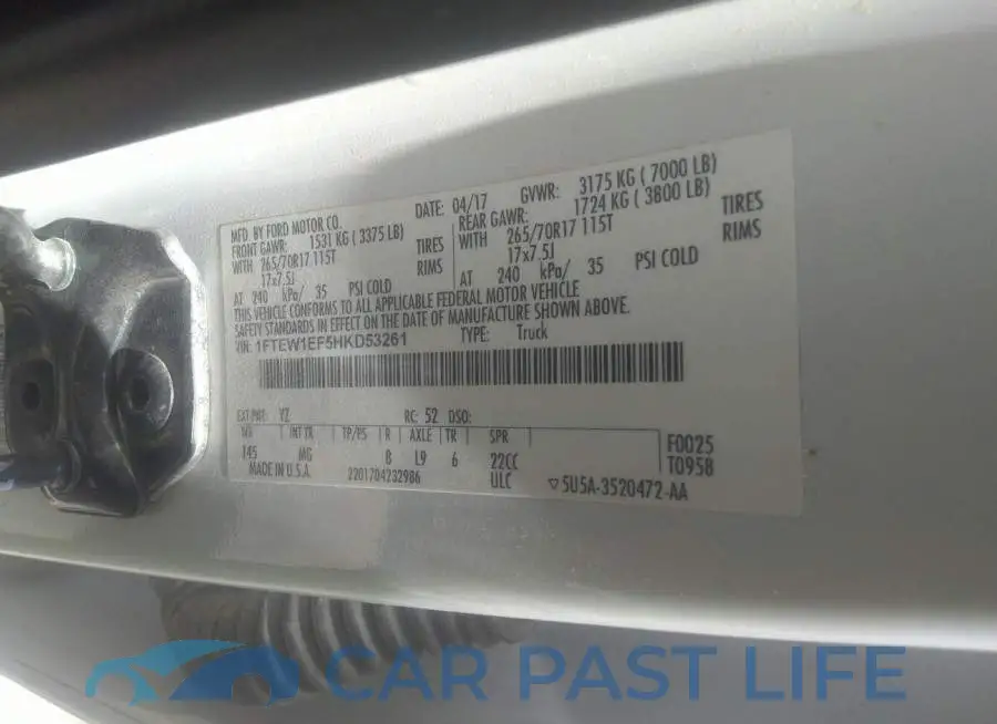 1FTEW1EF5HKD53261# 9
