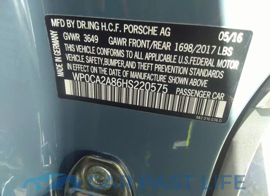 WP0CA2A86HS220575# 9