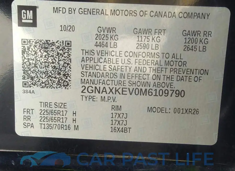 2GNAXKEV0M6109790# 9
