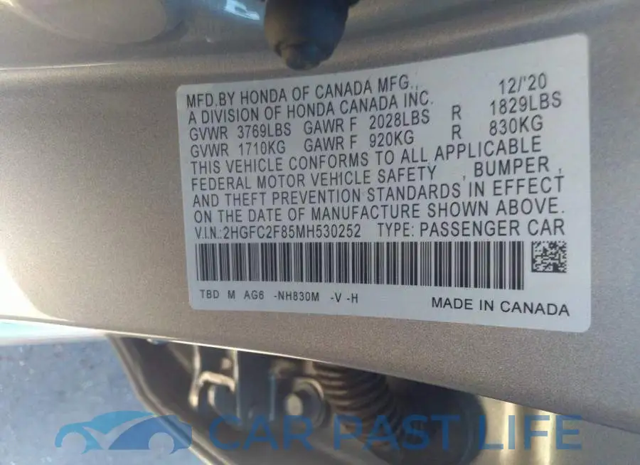 2HGFC2F85MH530252# 9