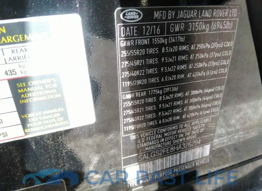 SALGS2FE8HA326294# 9