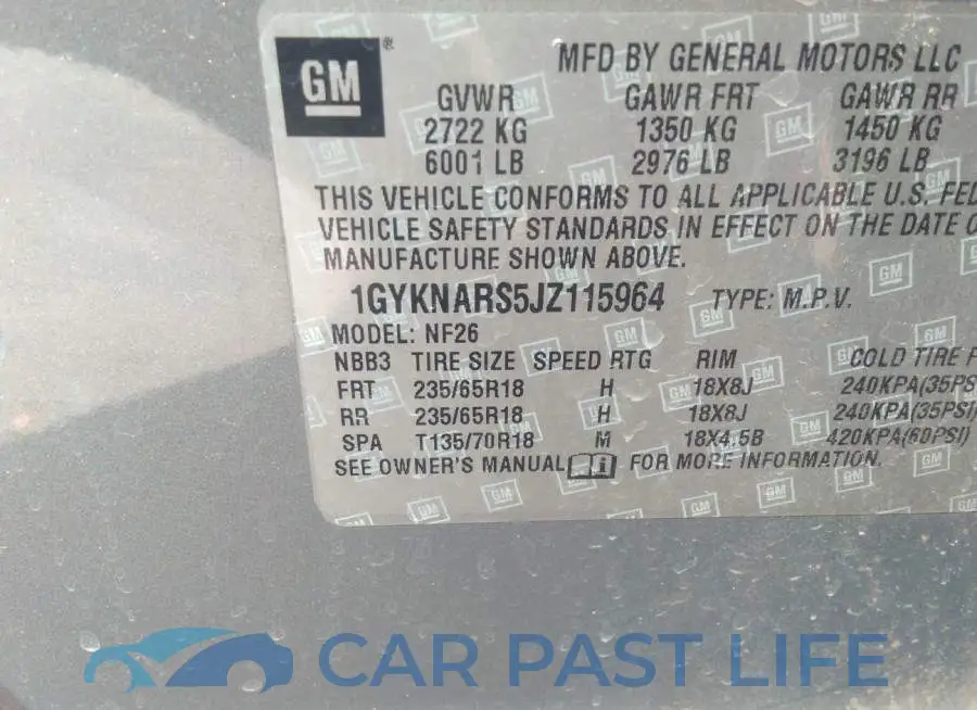 1GYKNARS5JZ115964# 9