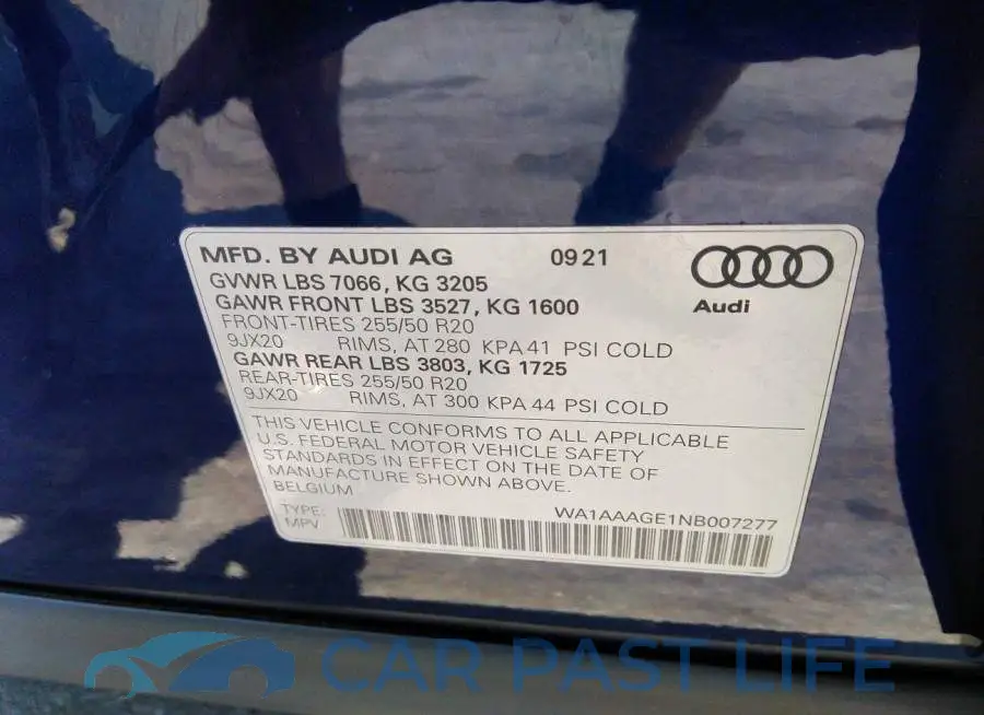 WA1AAAGE1NB007277# 9