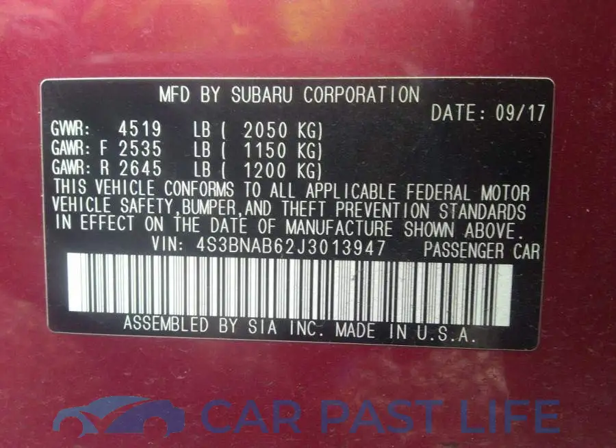 4S3BNAB62J3013947# 9