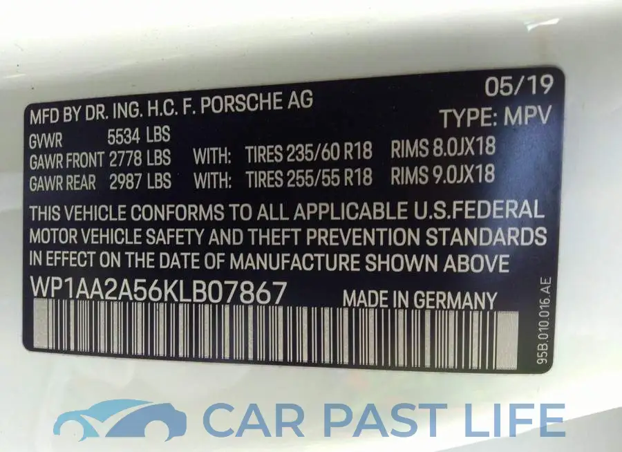 WP1AA2A56KLB07867# 9