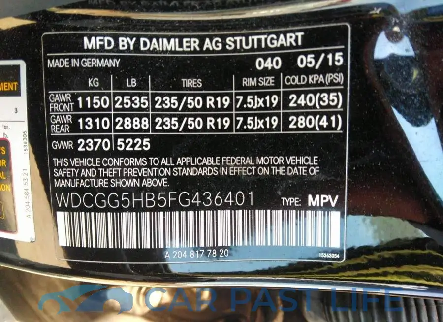 WDCGG5HB5FG436401# 9